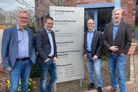 Planen den Gocher Sommer: Wirtschaftsförderer Michael Seggewiß, Björn Mende (document1), Frank Wöbbeking (document1) und Wolfgang Jansen (GO! GmbH)