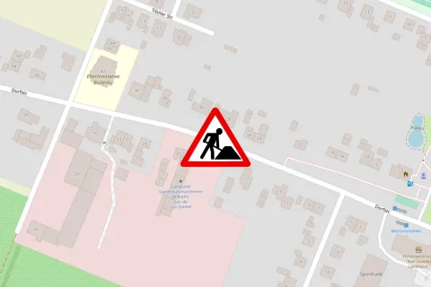 Baustelle Dorfstraße (Karte: OpenStreetMap Mitwirkende)