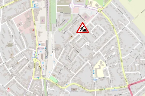 Baustelle an der Pfalzdorfer Straße (Karte: OpenStreetMap)