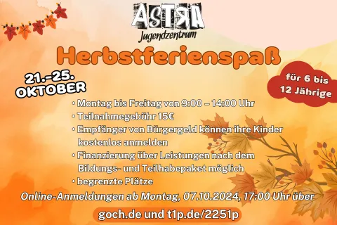 Banner Astra Herbstferienspaß (Rechte: Stadt Goch)